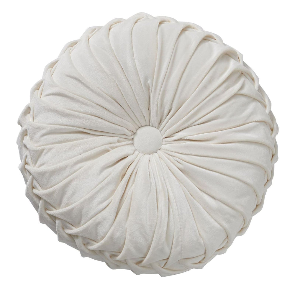 White Round Throw Pillow Velvet - From Where - 