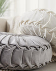 White Round Throw Pillow Velvet - From Where - 