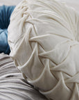 White Round Throw Pillow Velvet - From Where - 