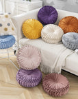 White Round Throw Pillow Velvet - From Where - 