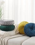 White Round Throw Pillow Velvet - From Where - 