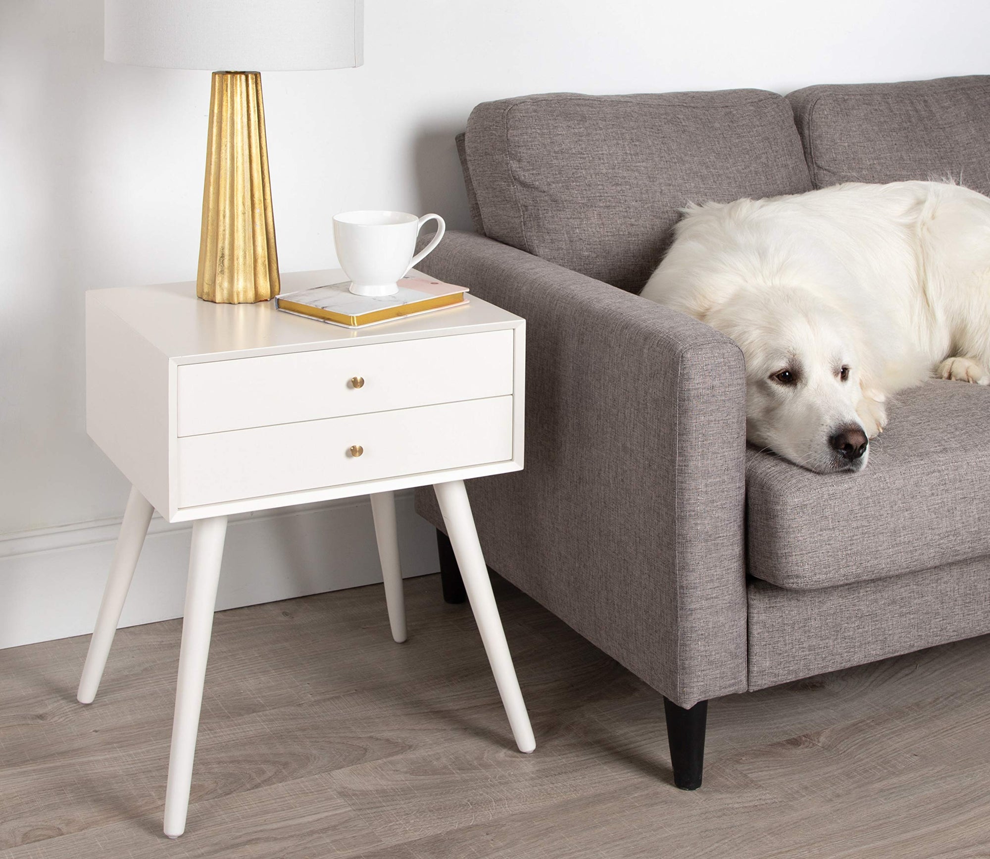 White Side Table with 2 Drawers - From Where - 