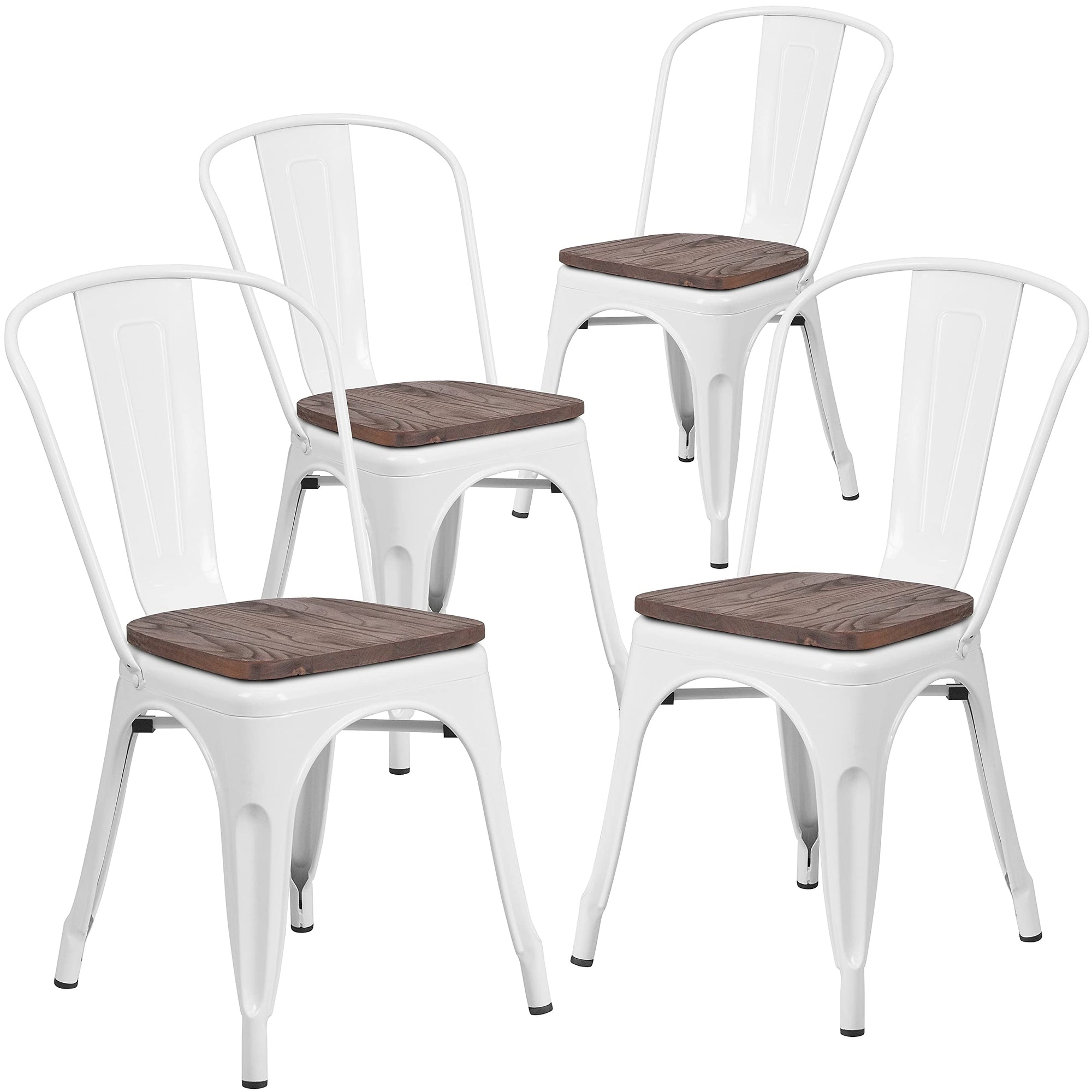 White Stackable Metal Chairs (Set of 4) - From Where - 