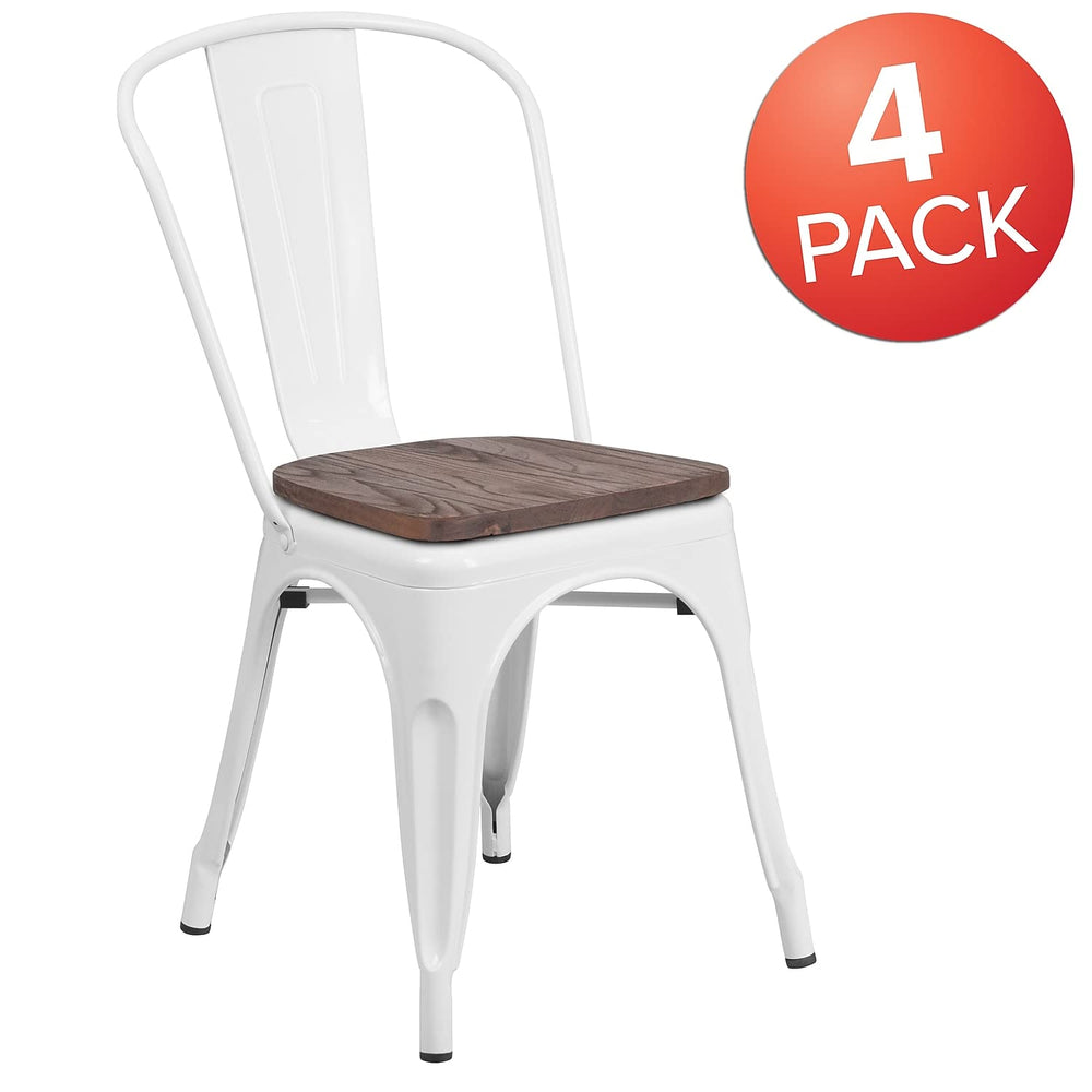 White Stackable Metal Chairs (Set of 4) - From Where - 