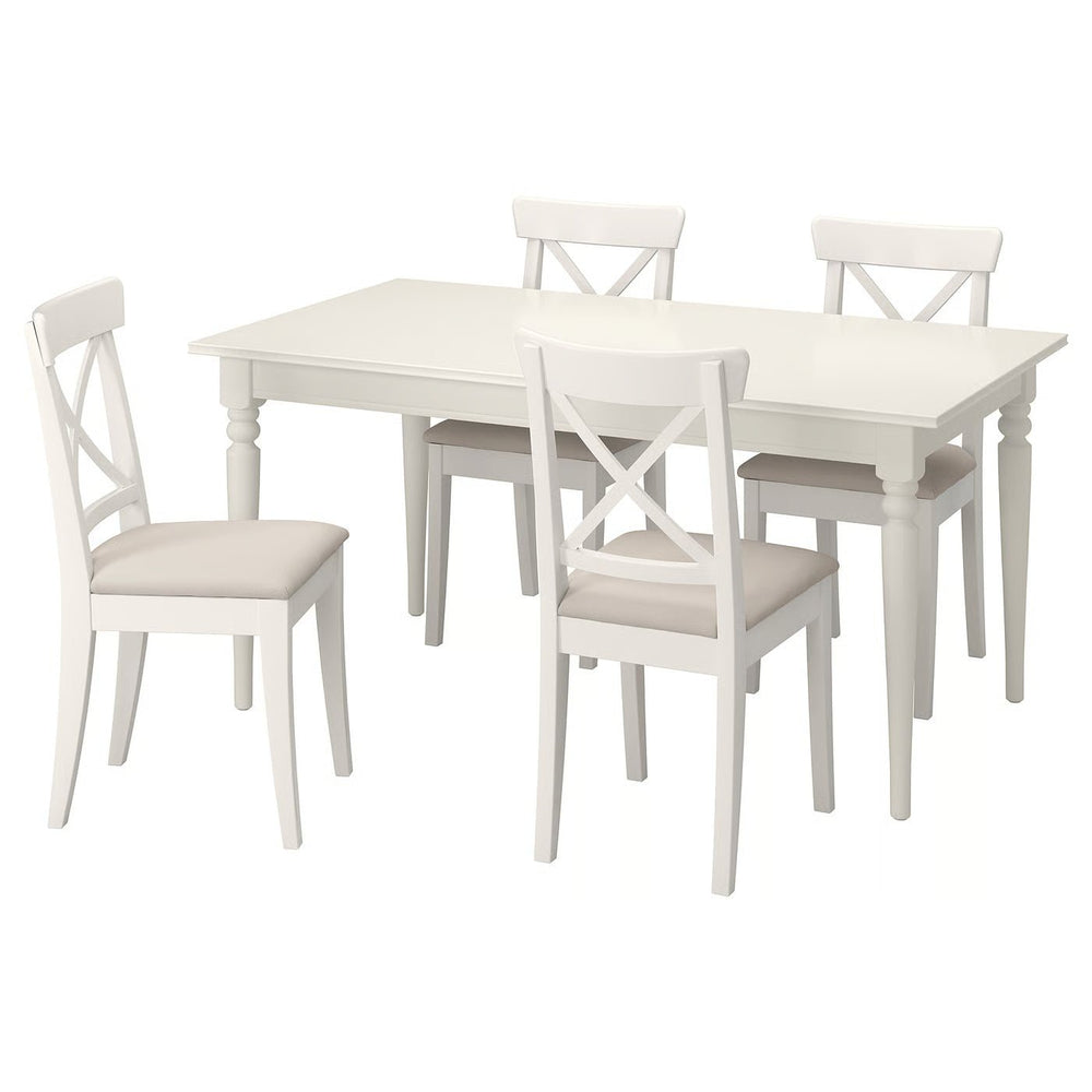 White Table with 4 Chairs Set - From Where - 