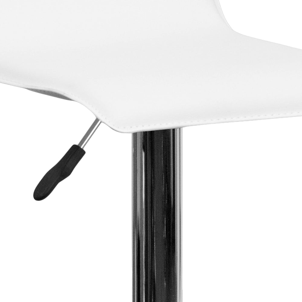 White Vinyl Adjustable Height Barstool - From Where - 