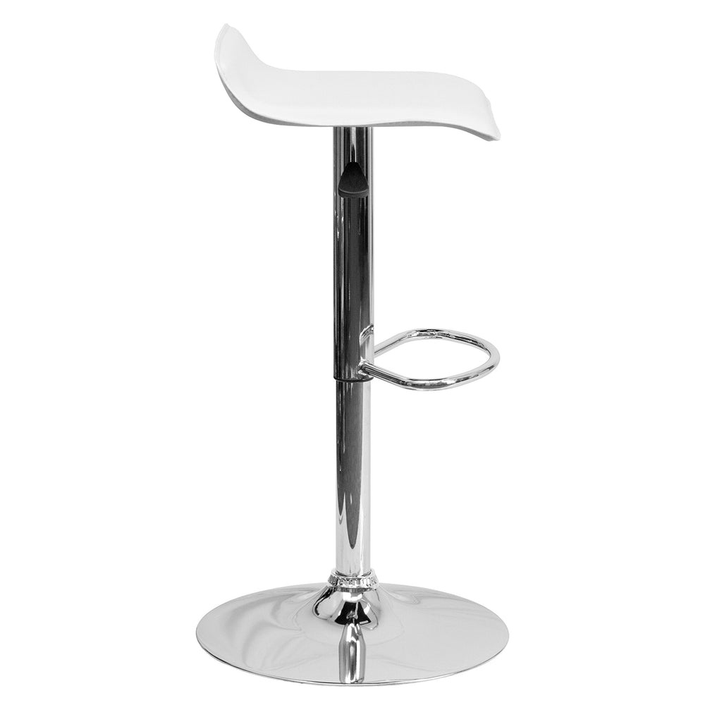 White Vinyl Adjustable Height Barstool - From Where - 