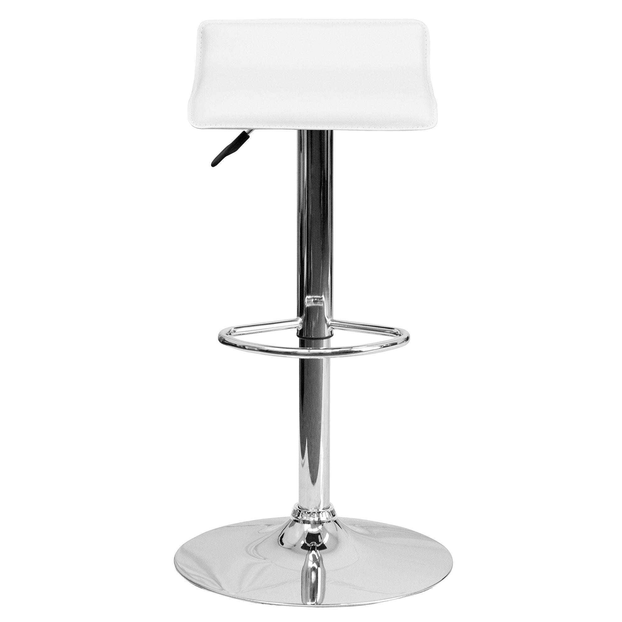 White Vinyl Adjustable Height Barstool - From Where - 