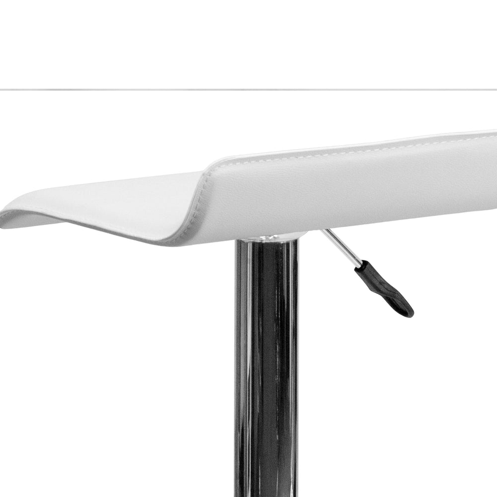 White Vinyl Adjustable Height Barstool - From Where - 