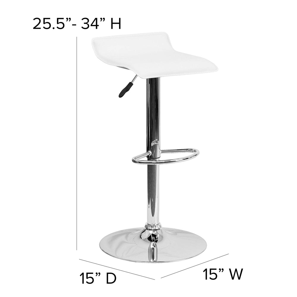 White Vinyl Adjustable Height Barstool - From Where - 
