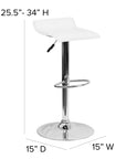 White Vinyl Adjustable Height Barstool - From Where - 