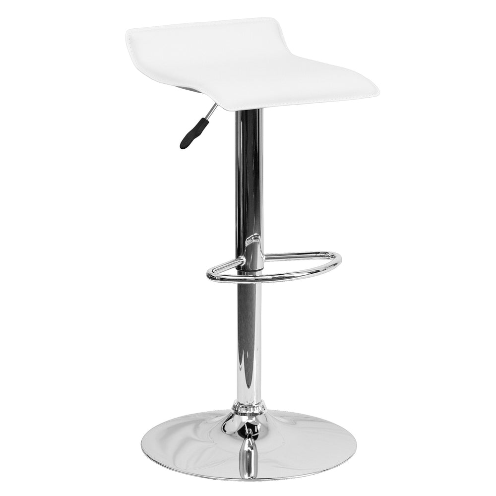 White Vinyl Adjustable Height Barstool - From Where - 