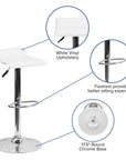 White Vinyl Adjustable Height Barstool - From Where - 