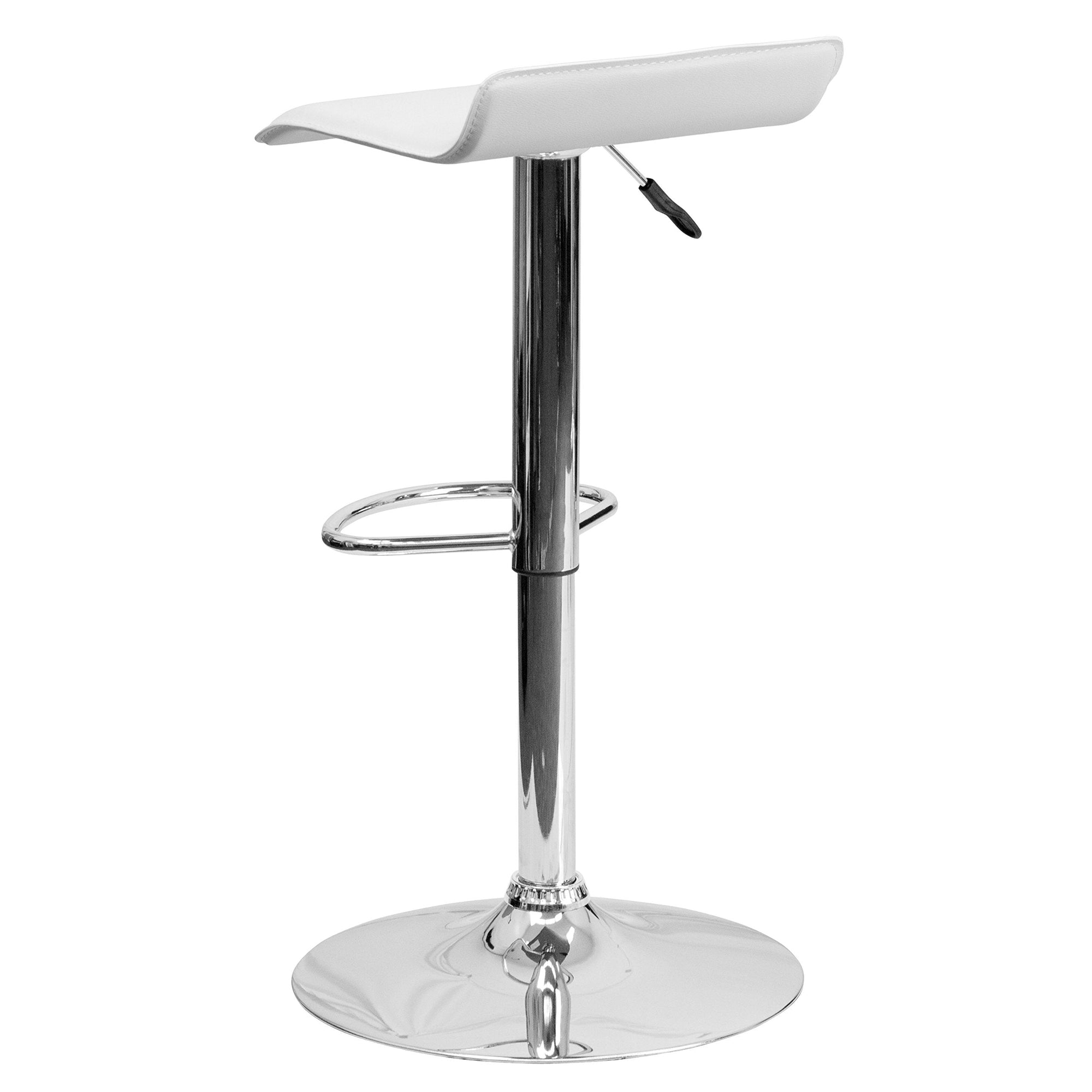White Vinyl Adjustable Height Barstool - From Where - 