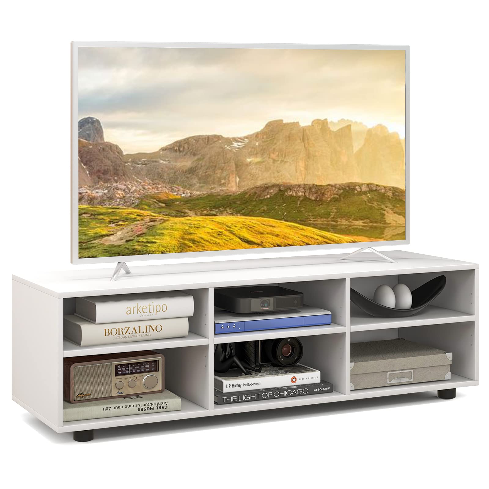 White Wood Media Console Table - From Where - 