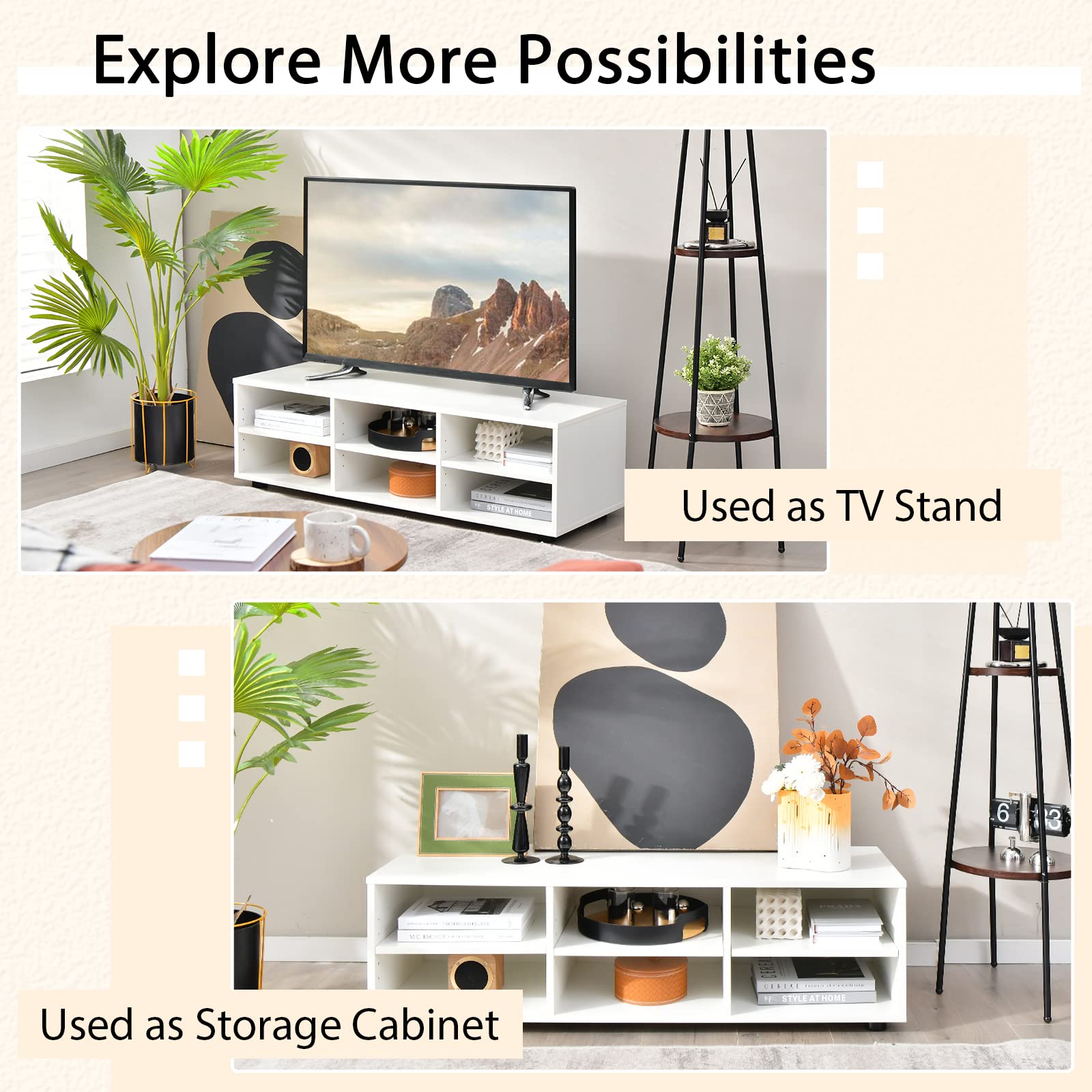 White Wood Media Console Table - From Where - 