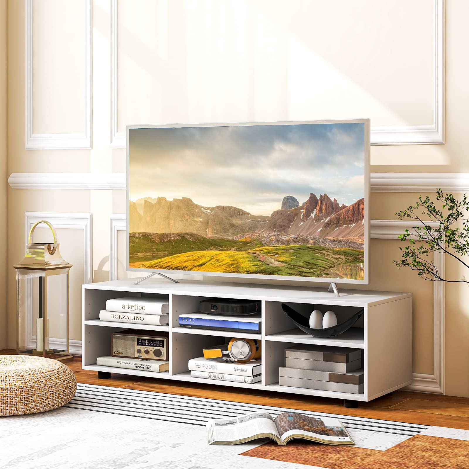 White Wood Media Console Table - From Where - 