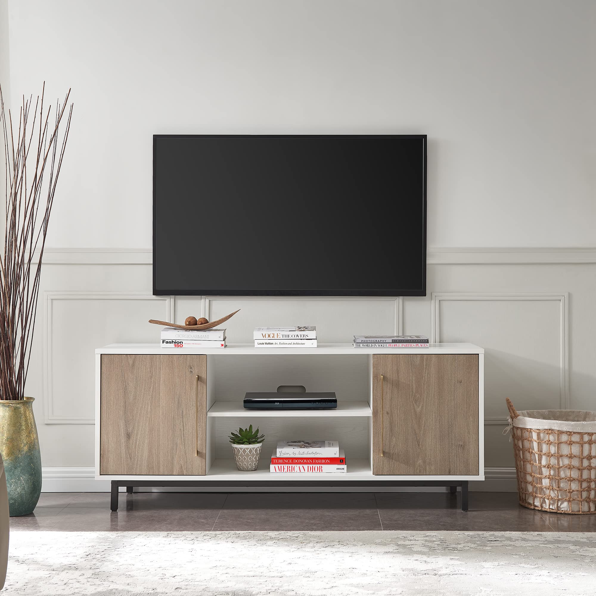 White/Antiqued Oak TV Stand - From Where - 