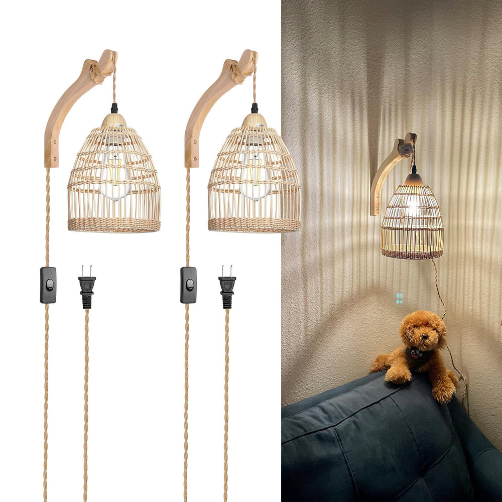 Wicker Wall Sconces (Set of 2) - From Where - 