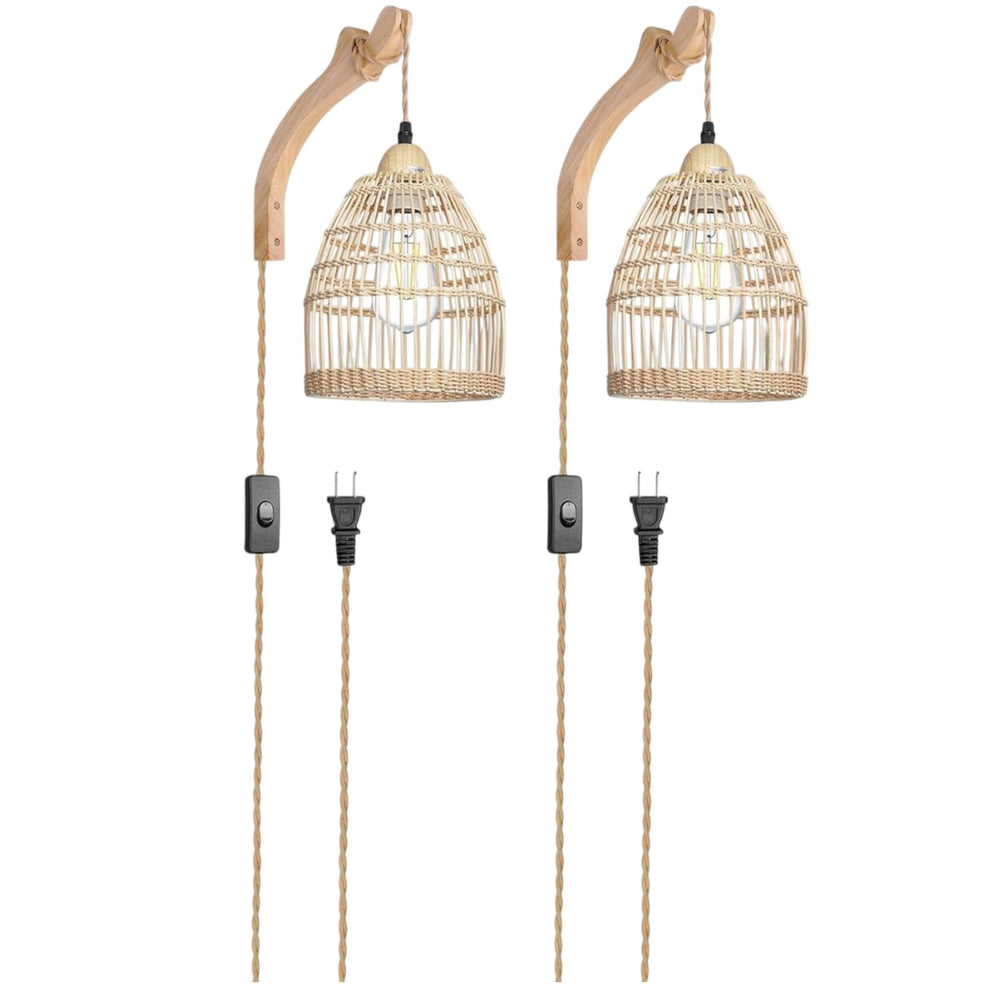 Wicker Wall Sconces (Set of 2) - From Where - 