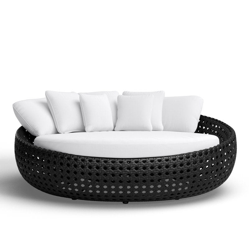 Wide Outdoor Wicker Patio Daybed with Sunbrella Cushions - From Where - 