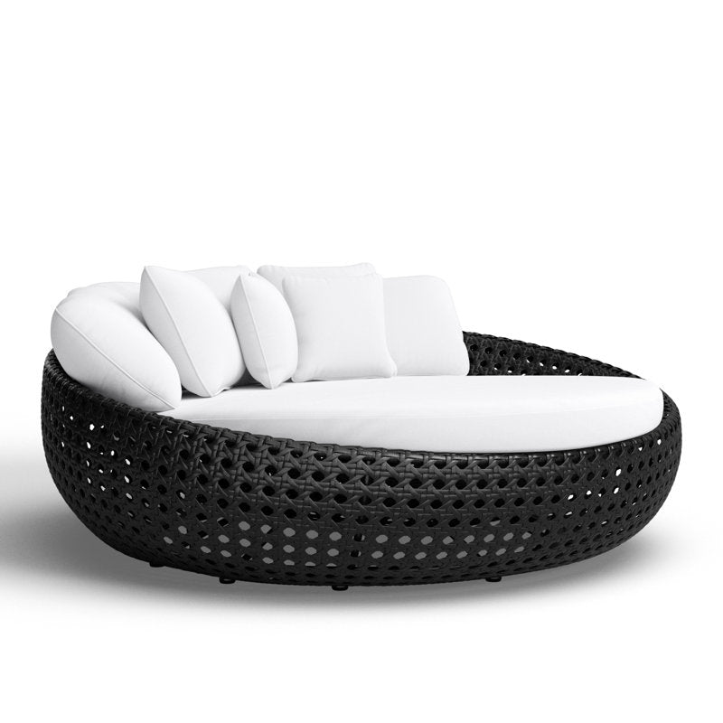 Wide Outdoor Wicker Patio Daybed with Sunbrella Cushions - From Where - 