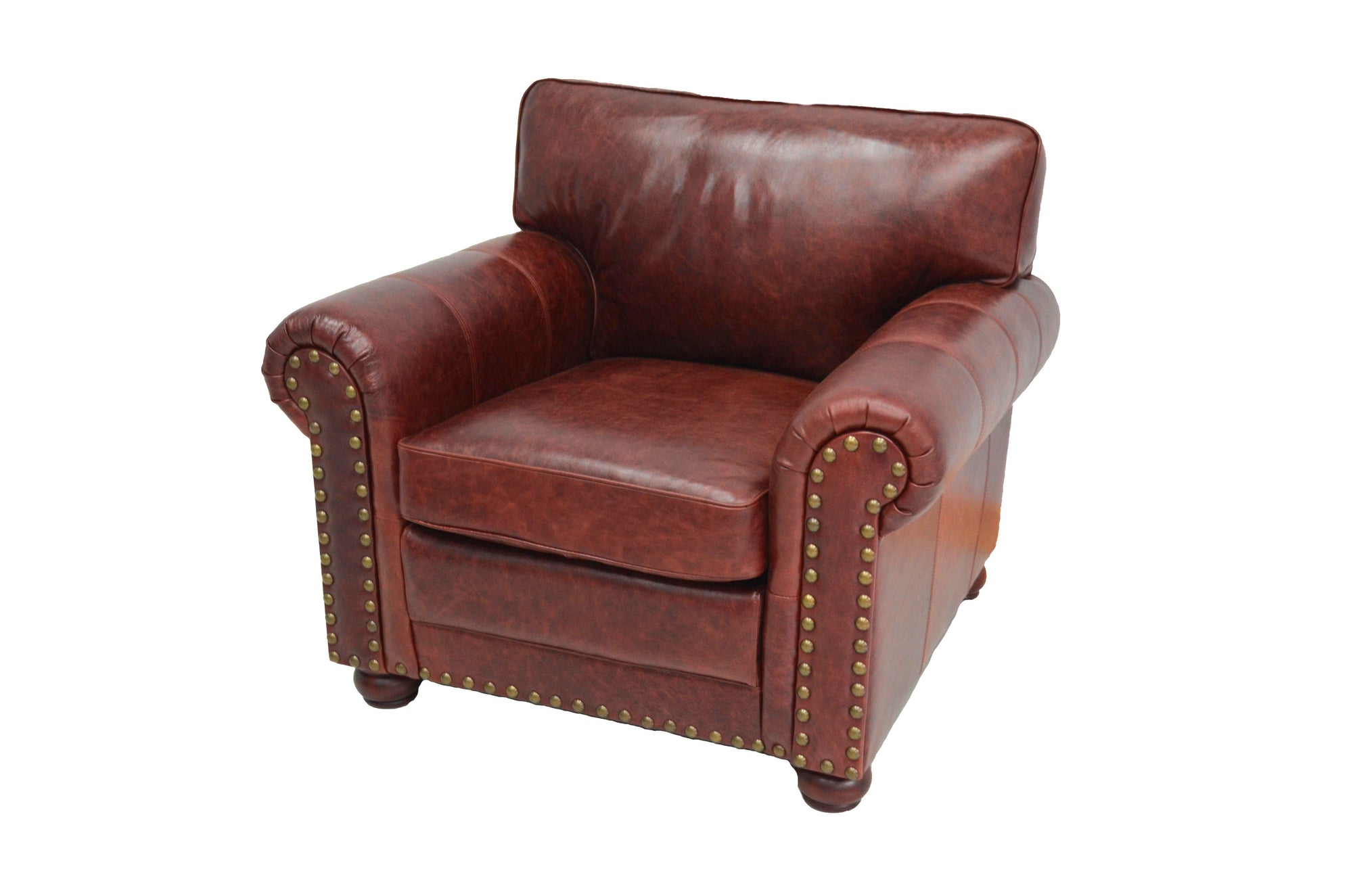 Wide Top Grain Leather Armchair - From Where - 