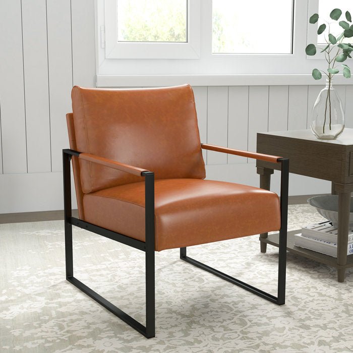 Wide Vintage Leather Accent Chair - From Where - 