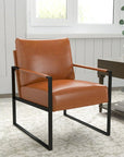 Wide Vintage Leather Accent Chair - From Where - 