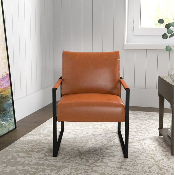 Wide Vintage Leather Accent Chair - From Where - 