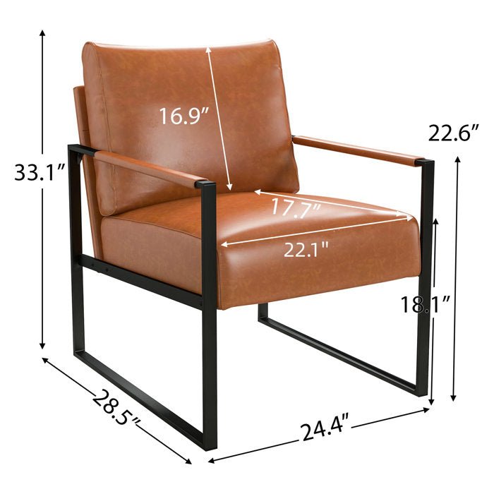 Wide Vintage Leather Accent Chair - From Where - 