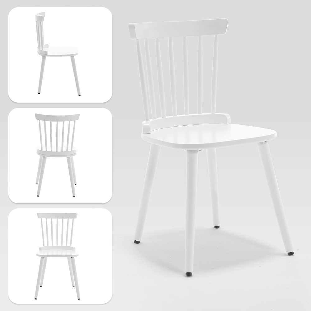 Windsor White Dining Chairs (Set of 4) - From Where - 