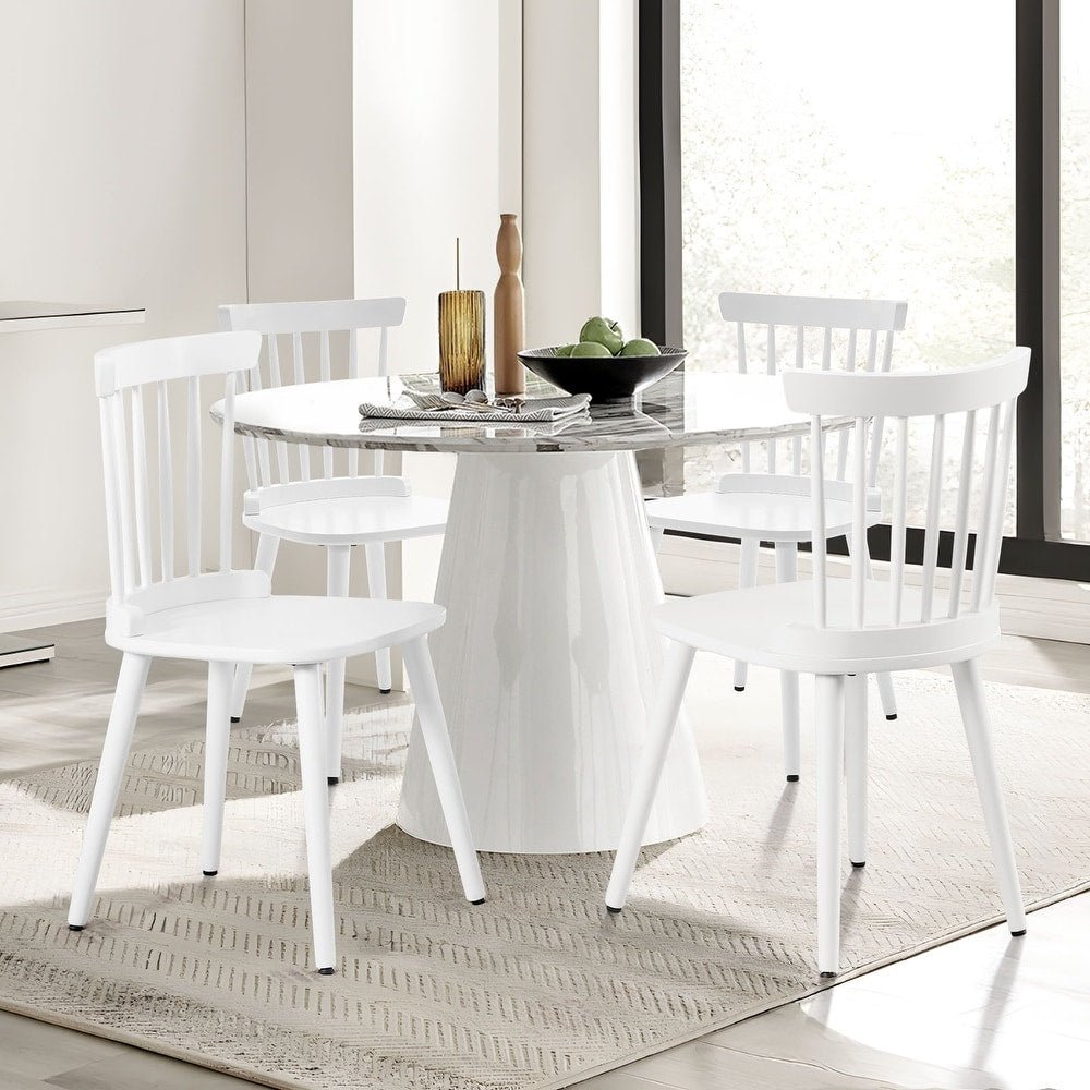 Windsor White Dining Chairs (Set of 4) - From Where - 
