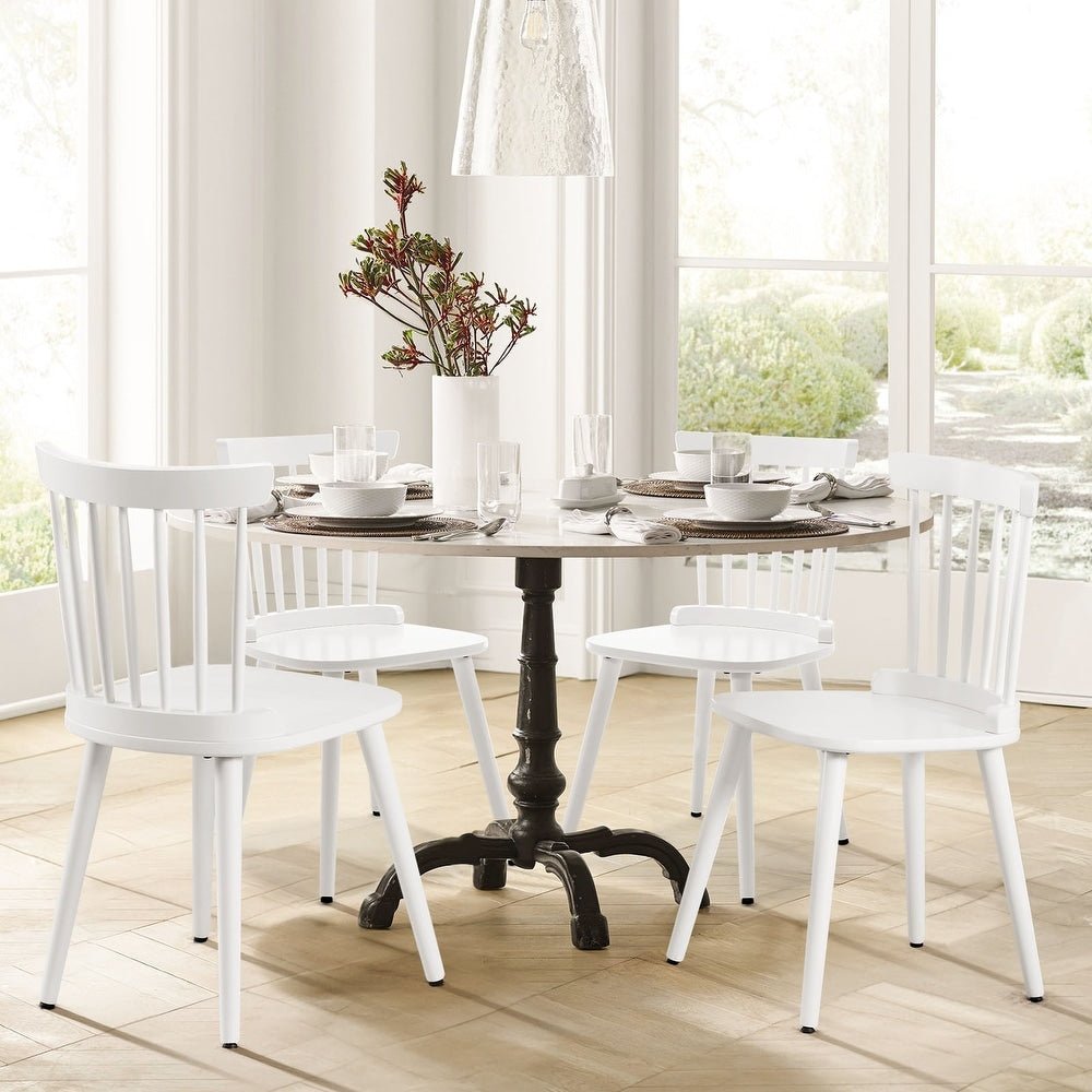 Windsor White Dining Chairs (Set of 4) - From Where - 