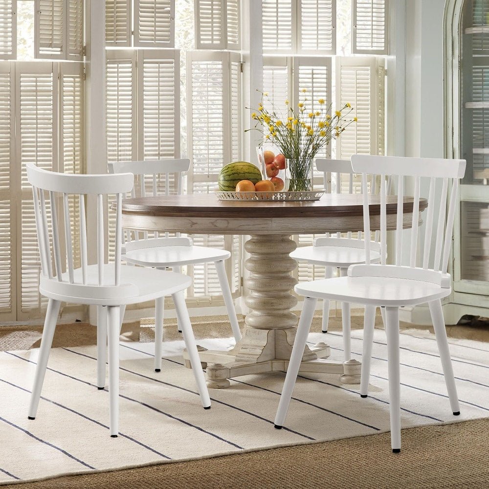 Windsor White Dining Chairs (Set of 4) - From Where - 