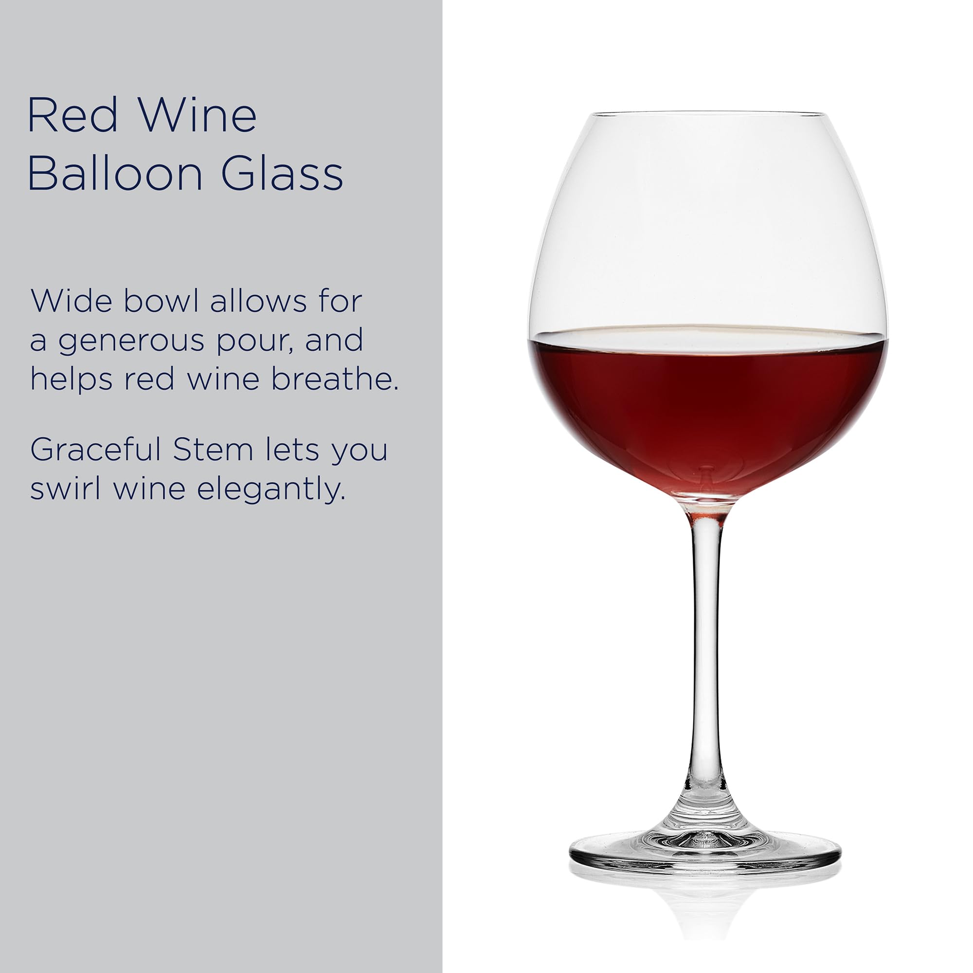 Mikasa Lana 23oz Clear Balloon Red Wine Glass Set of 4