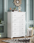 WLIVE White 5 Drawer Wood Dresser - From Where Finds - 
