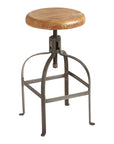 Wood and Metal Adjustable Swivel Stool - From Where - 