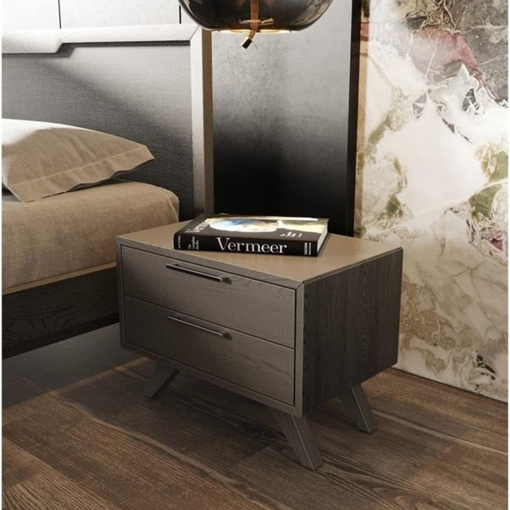 Wood and Stainless Steel Nightstand - From Where - 