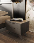 Wood and Stainless Steel Nightstand - From Where - 