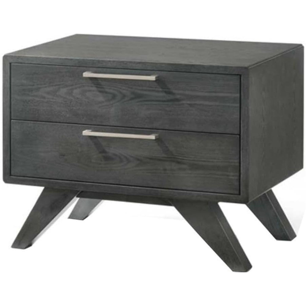 Wood and Stainless Steel Nightstand - From Where - 