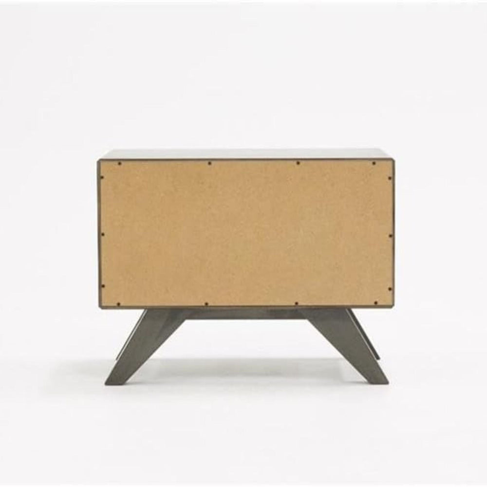 Wood and Stainless Steel Nightstand - From Where - 