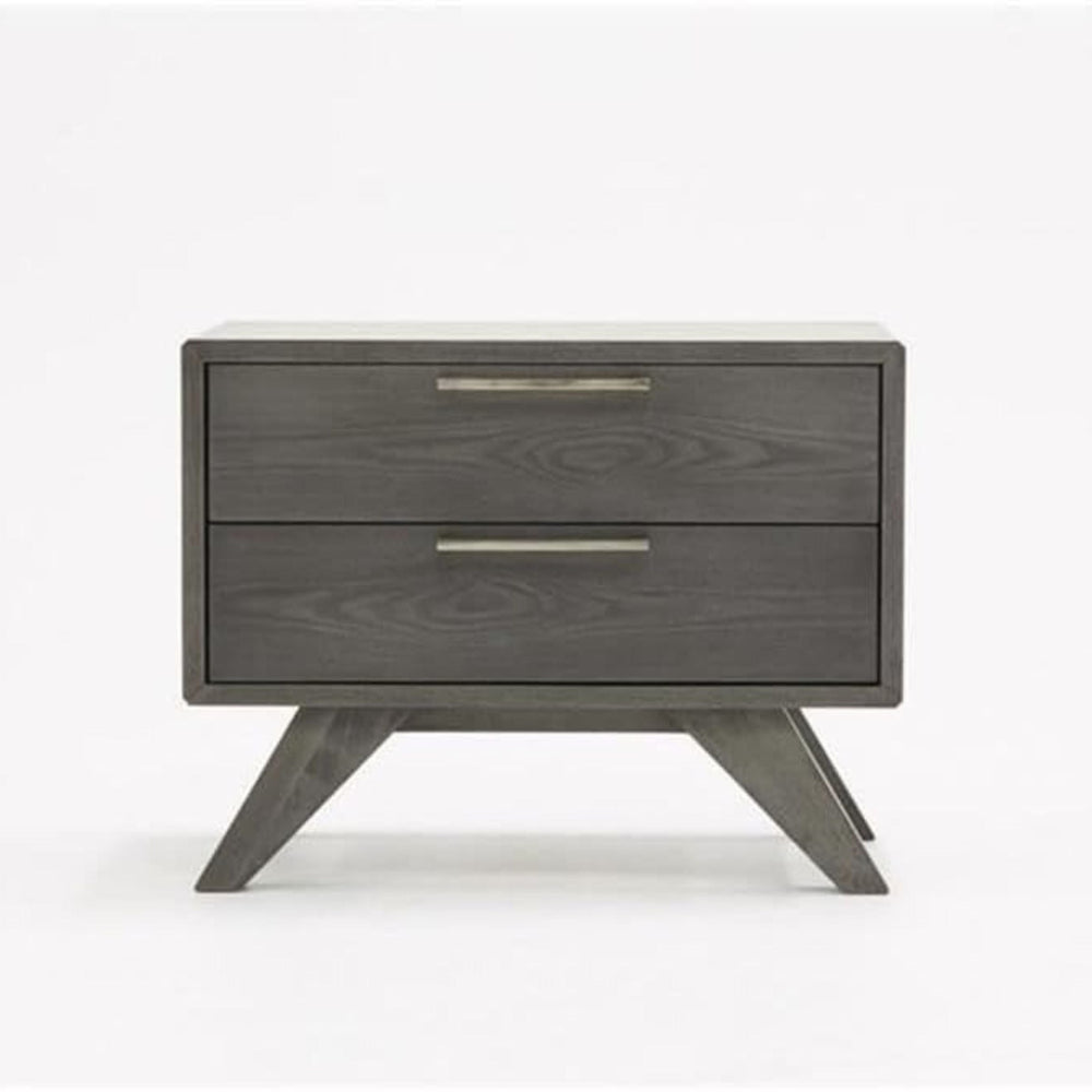 Wood and Stainless Steel Nightstand - From Where - 