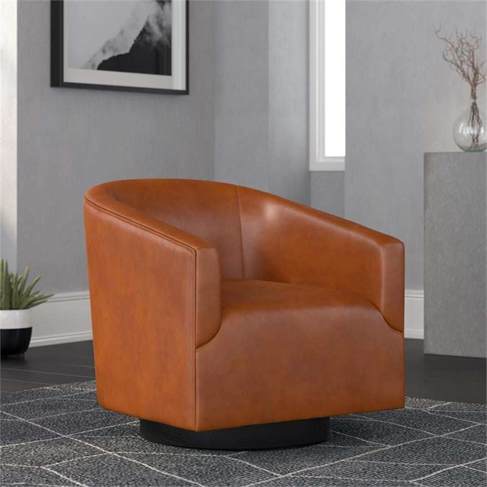 Wood Base Swivel Accent Chair - From Where - 