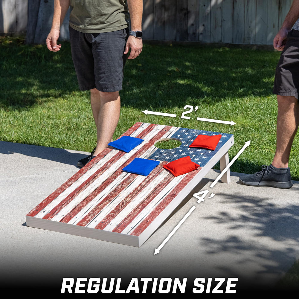 Wood Cornhole Set - Vintage Wood Designs - American Flag - From Where - 