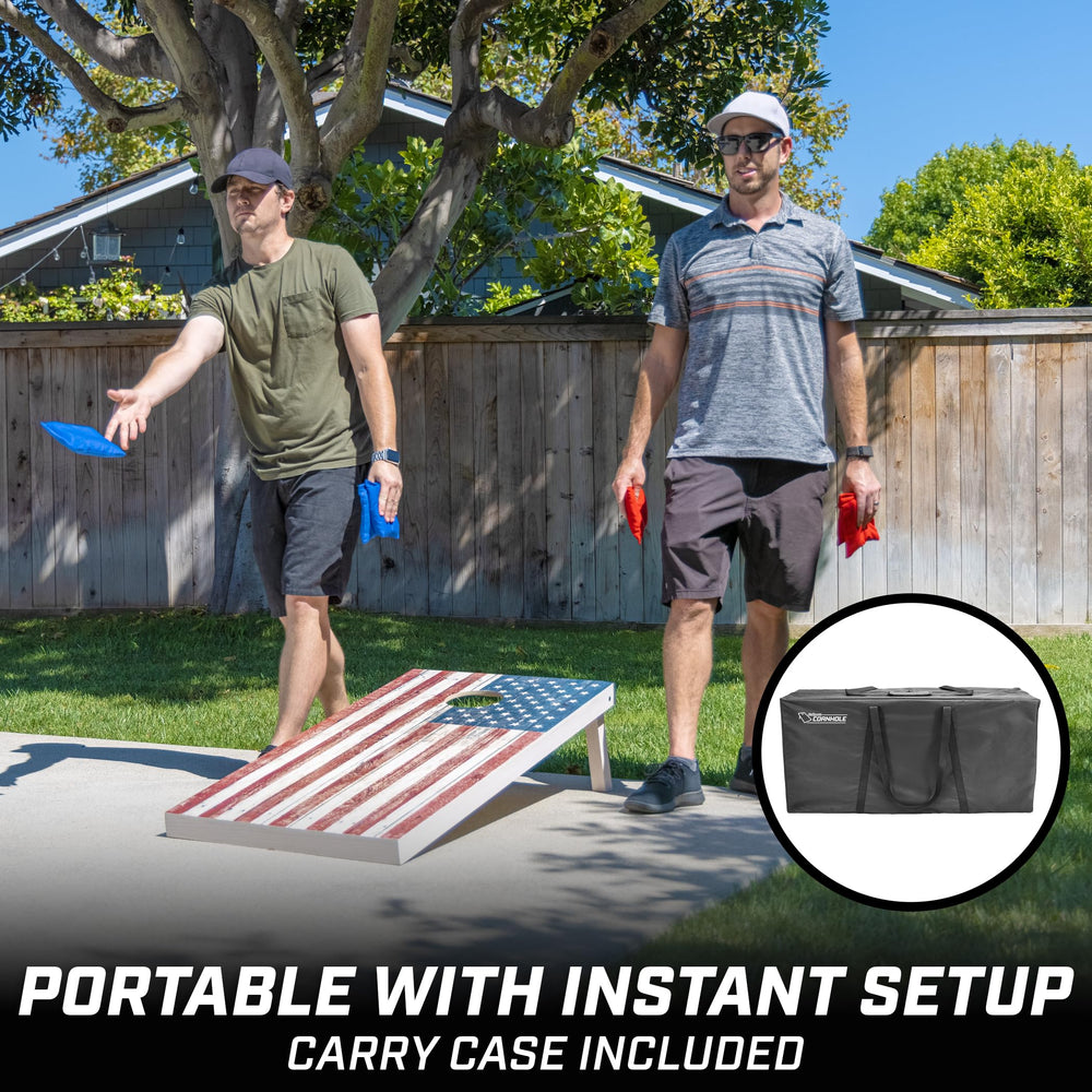 Wood Cornhole Set - Vintage Wood Designs - American Flag - From Where - 