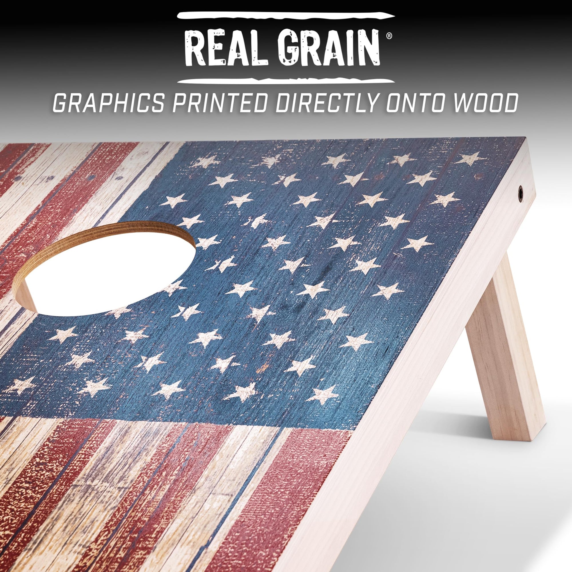 Wood Cornhole Set - Vintage Wood Designs - American Flag - From Where - 