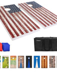 Wood Cornhole Set - Vintage Wood Designs - American Flag - From Where - 