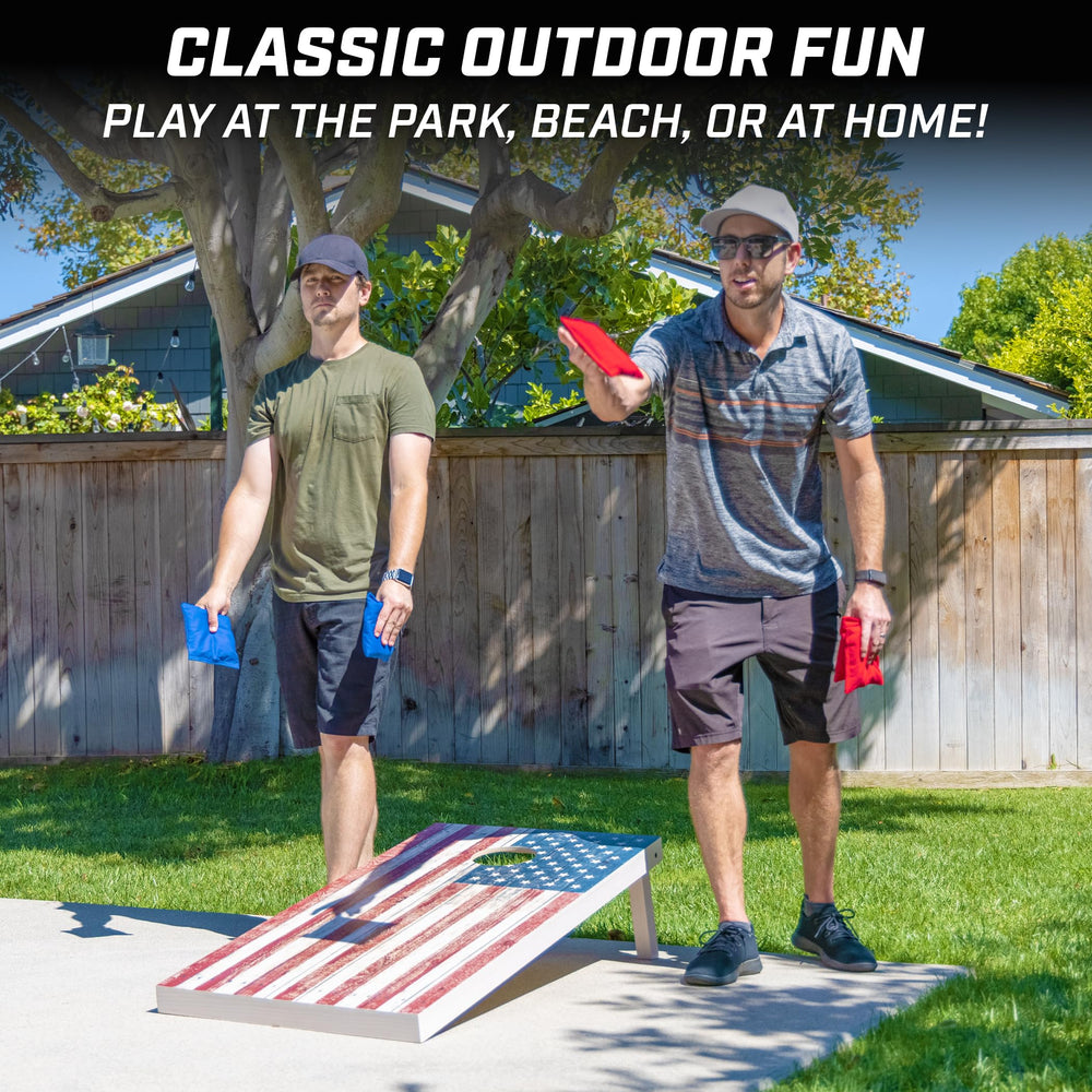 Wood Cornhole Set - Vintage Wood Designs - American Flag - From Where - 