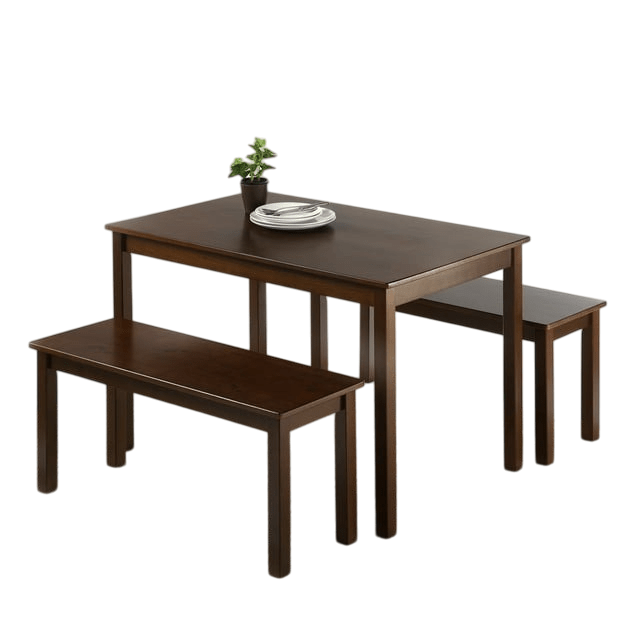 Wood Dining Table 2 Benches - From Where - 